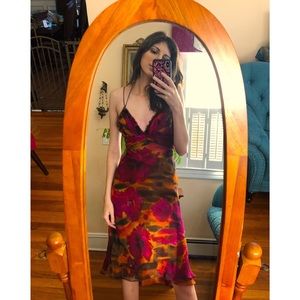 Watercolor Flower Boho Midi Dress 🌈💞